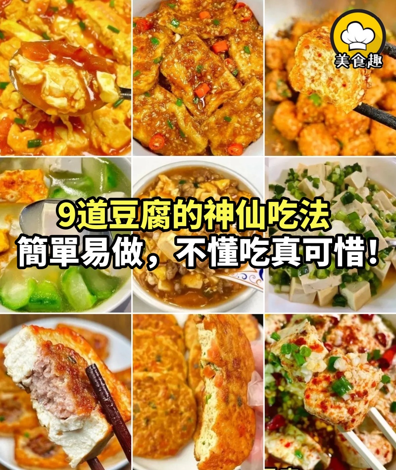 9道豆腐的神仙吃法，解鎖豆腐的美味，蛋白質含量極高，簡單易做，不懂吃真可惜！